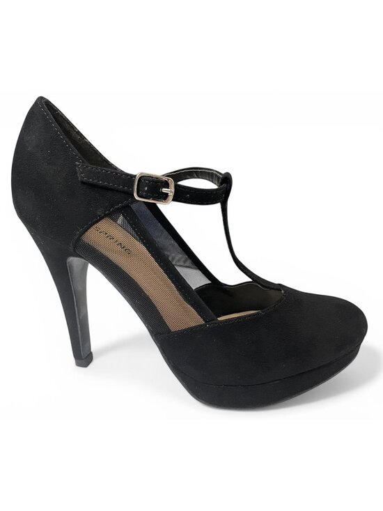 Call It Spring Shoes - Call It Spring Black Mesh Heels T Strap Platform Pumps Womens 6.5 Sexy